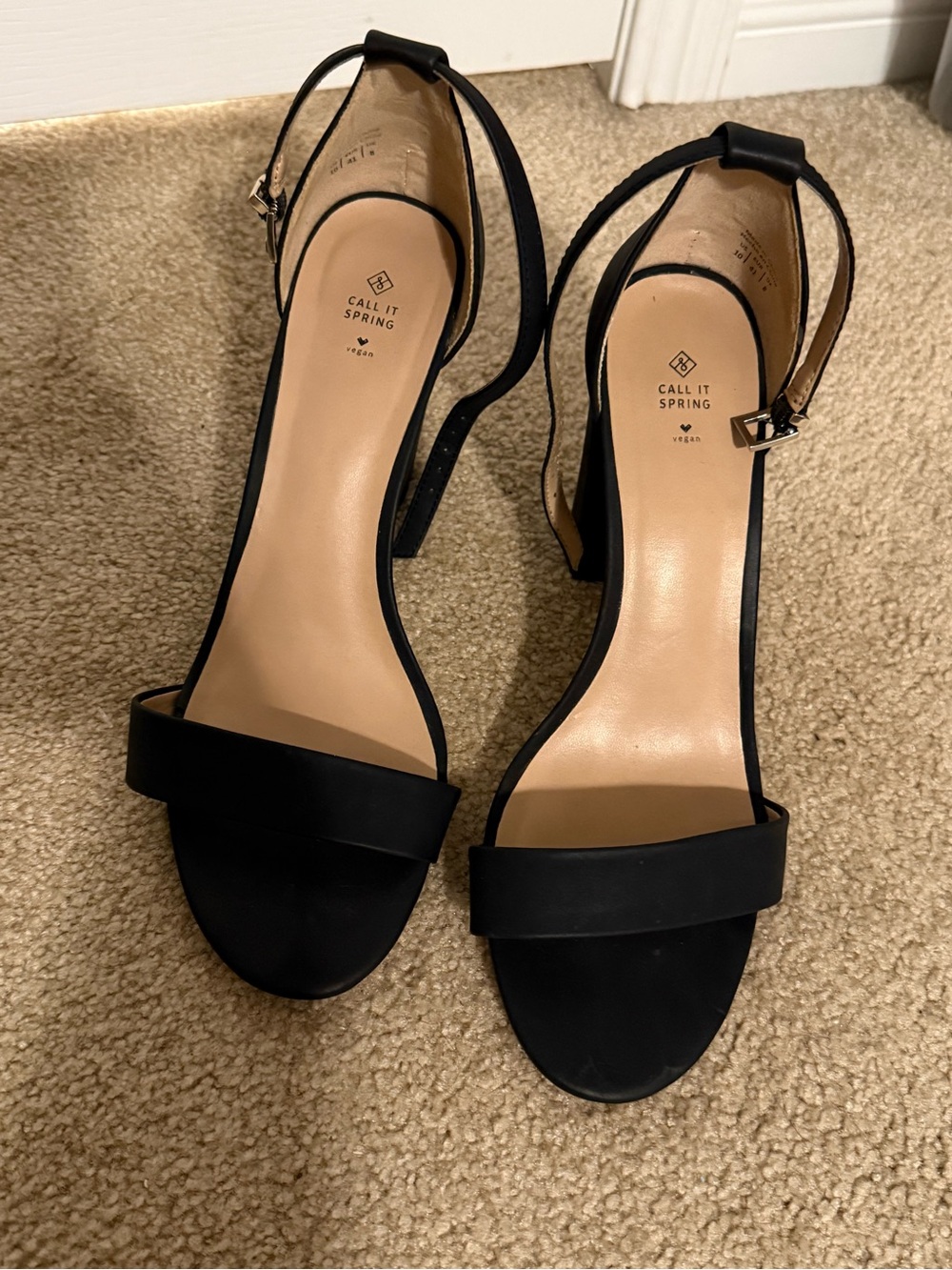 Call It Spring Black Minimalist Ankle-Strap Block Heels